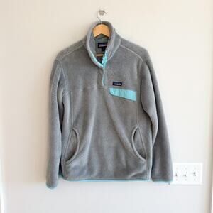 Patagonia Snap-T Fleece Pullover Long Sleeve Jacket Gray Teal L